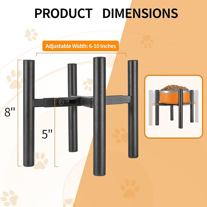 PROERR Lifted Dog Bowl Stand - Without Bowls, Single Raise Pet Food Table Adjustable Wide 6-10", Tall 8 10 12" - Bowl Stand Size Optional, Dog Bowls Holder Elevated for Small Medium Large Dogs Breed - Image 3