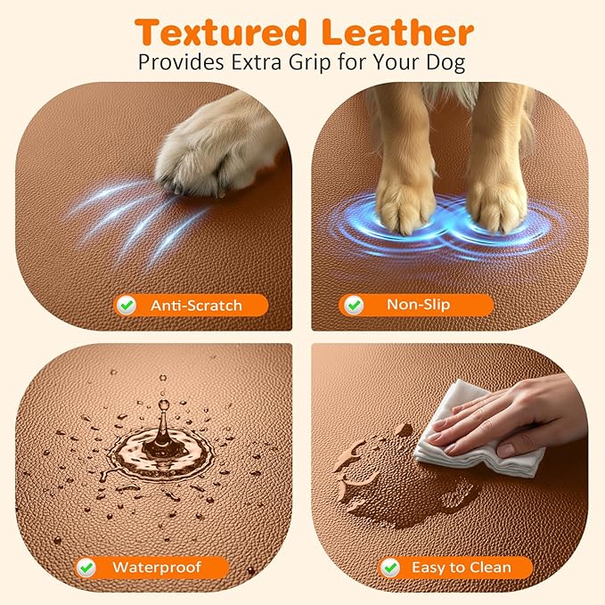 URPOWER PU Leather Hard Bottom Dog Car Seat Cover, Back Seat Extender | 500 lbs Support, 45% More Space, Waterproof, Scratch Resistant, Non-Slip, Mesh Window, Easy Care, Dog Seat Belt Included - Image 3