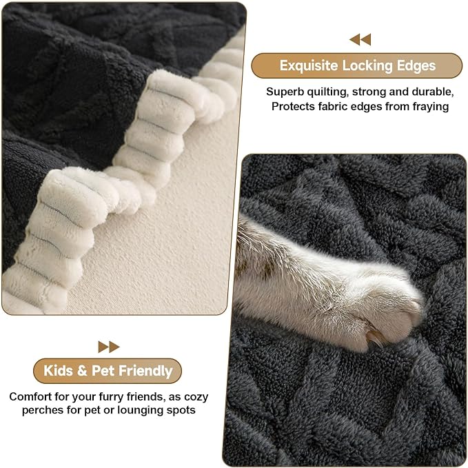 OTOB Couch Cover for Dogs Washable Pet Friendly, Non Slip Plush Fuzzy Love Seat Couch Covers Sofa Slipcovers, Geometric Jacquard Soft Pet Cushion Mat Furniture Protector (Dark Gray, 27.6" x 59.1") - Image 4