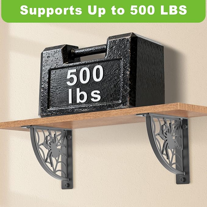 Dolibest 8 Inch Heavy Duty Shelf Brackets, 5MM Thickness L- Bracket , Metal Floating Shelf Bracket, Wall Shelf Bracket & Hardware, Rustic Black Floating Shelves for Kitchen Living Room-2Pcs-(500LB) - Image 5