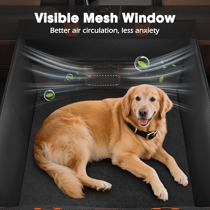 FURTIME Large Dog Car Seat, Upgraded PU Leather Back Seat Extender with Hard Bottom, Waterproof Pet Car Seat Cover for Medium Sized Dog, Pet Hammock for Cars, SUVs, Trucks - Image 6