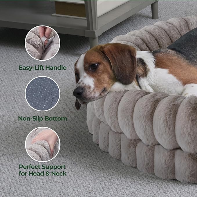BALANCE Luxury Donut Dog Bed, 43 Inches Round Dog Beds Large Sized Dogs Washable, Orthopedic Calming Dogs Bed for Pets with Anti-Slip Bottom, Oatmeal - Image 6