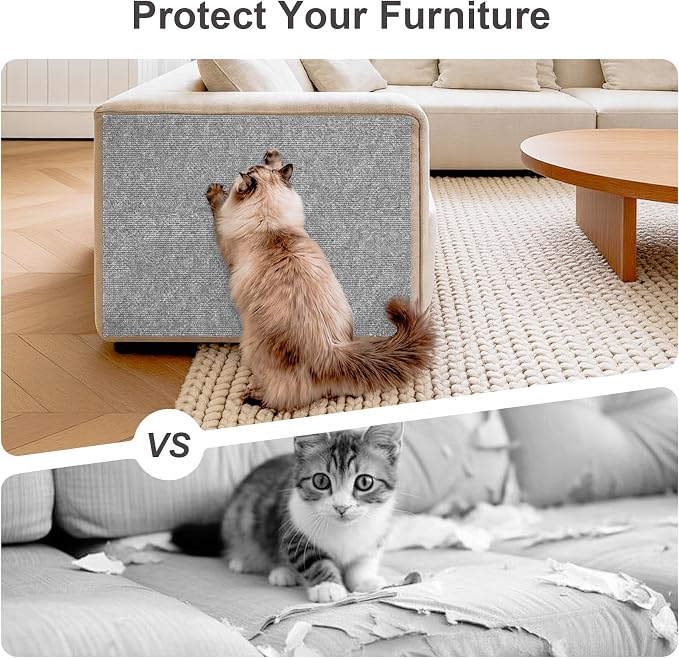 Small Cat Scratcher, 23.6x11.8 Cat Scratch Furniture Protector | Trimmable, No-Shedding Cat Scratch Pad with Self-Adhesive Backing for Climbing, Protects Walls and Couch, Gray - Image 8