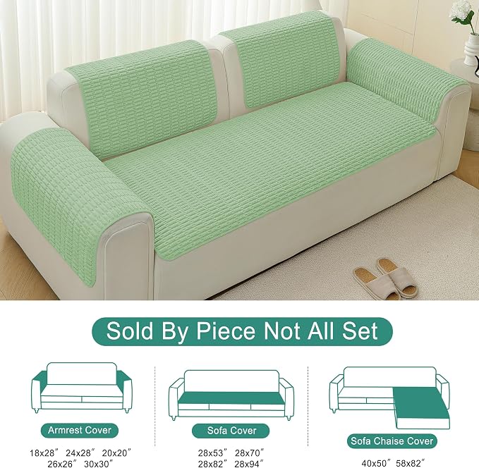 Foxdecor Couch Arm Cover Sofa Armrest Cover Armchair Covers, Anti-Slip Couch Arm Protectors Sofa Arm Covers Pack of 2pcs, (Sage Green 30x30 Inch) - Image 6