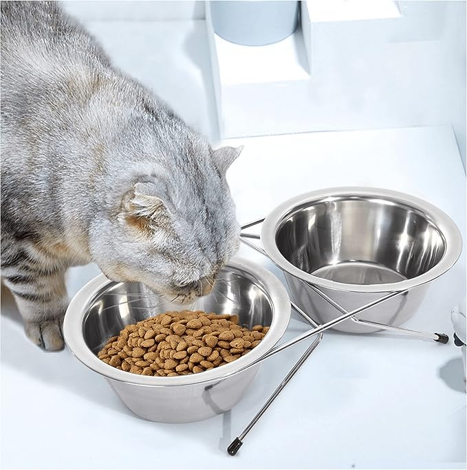 Pet Feeder Stainless Steel Dog Bowls Replacement 8" Diameter 2-Pack | Food Bowl, Water Metal Bowls 7 Cups for Raised Feeder with Opening 7.5"- 8" - Image 8