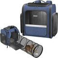 Pawtners Cat Backpack with Play Tunnel, Design for Carrying Playing Blue | Expandable, Foldable, Breathable, Large Space, Durable, Perfect for Cat Small Dog, Travel Hiking Camping Walking Car by Pawtners