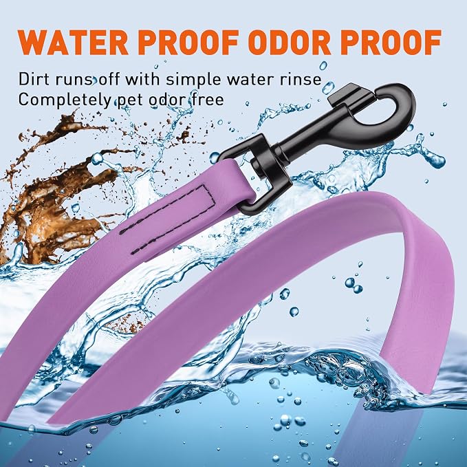 Dogline Biothane Waterproof Dog Leash Strong Coated Nylon Webbing with Black Hardware Odor-Proof Easy to Clean High Performance for Small or Large Dogs Made in USA 4 or 6 ft Lead, Amethyst Purple - Image 6
