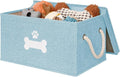 Dog Toy Basket with Lid, Dog Basket for Toys, Dogs Toy Box with Cotton Rope Handles, Collapsible Storage Bins for Pet Toys, Dogs Storage Organizer, Blue by GreenPetopia