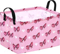 Storage Basket Home Shelf Basket Kids Organizer Box Clothes Laundry Hamper Nursery Bin Gift Laundry Basket with Handles Pink Bowknot Pattern for Home by Unknown