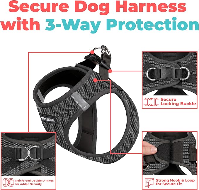 Voyager Step-in Air Dog Vest Harness - Gray 2-Tone, X-Small | 13 - 14.5" in Chest, Reflective Bands, All Weather Breathable Air Mesh, Cats Compatible, Lightweight, Fast Drying - Image 2