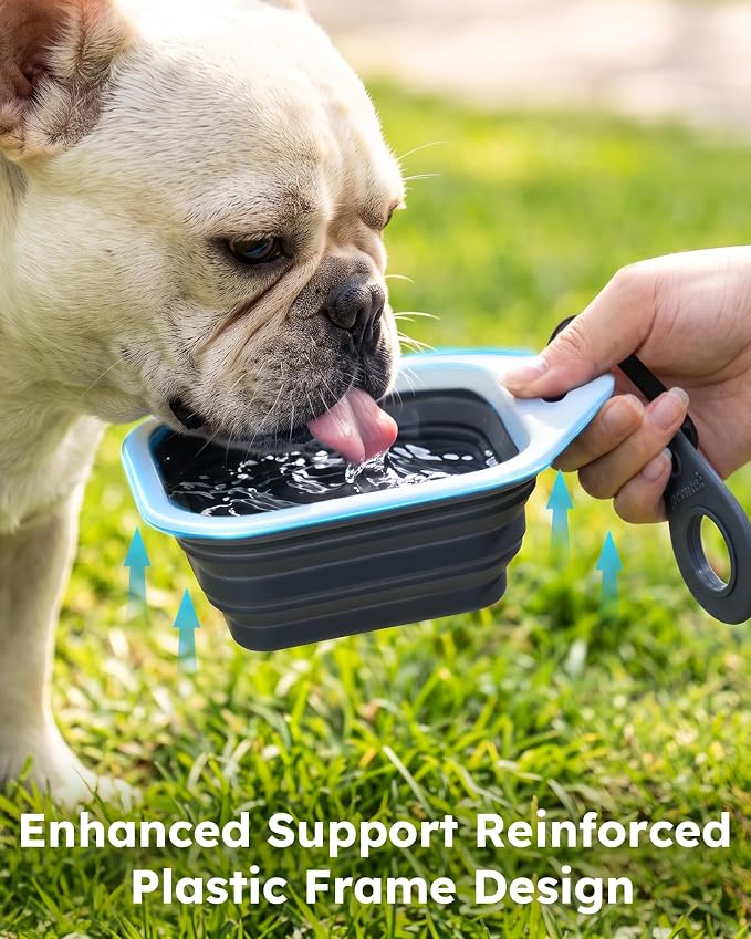 Pecute 2 Pack Foldable Travel Dog Bowls, Portable Silicone, Grey/Dark Grey | Food-Grade Silicone, BPA Free, with Carabiner Clip for Hiking, Durable & High Quality, Dishwasher Safe, 15oz Per Bowl - Image 6