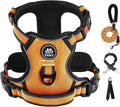 IVY&LANE No Pull Dog Harness for Large Dogs, Dog Vest Harness with Leash, Safety Belt and Storage Strap, Fully Adjustable Harness, 360° Reflective Strip, Soft Handle (Orange, L) by IVYLANE