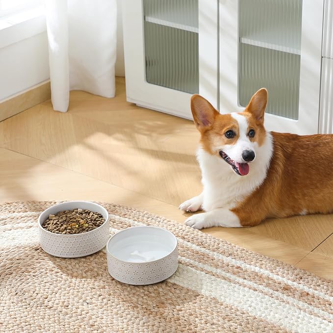 MALACASA Ceramic Dog Food Bowl, Water Dish for Medium Breeds, 3.5 Cups | Five-Leaf Grass Pattern, Ceramic Pet Bowl, Food and Water Dish, Dishwasher and Microwave Safe, for Medium Dogs - Image 9