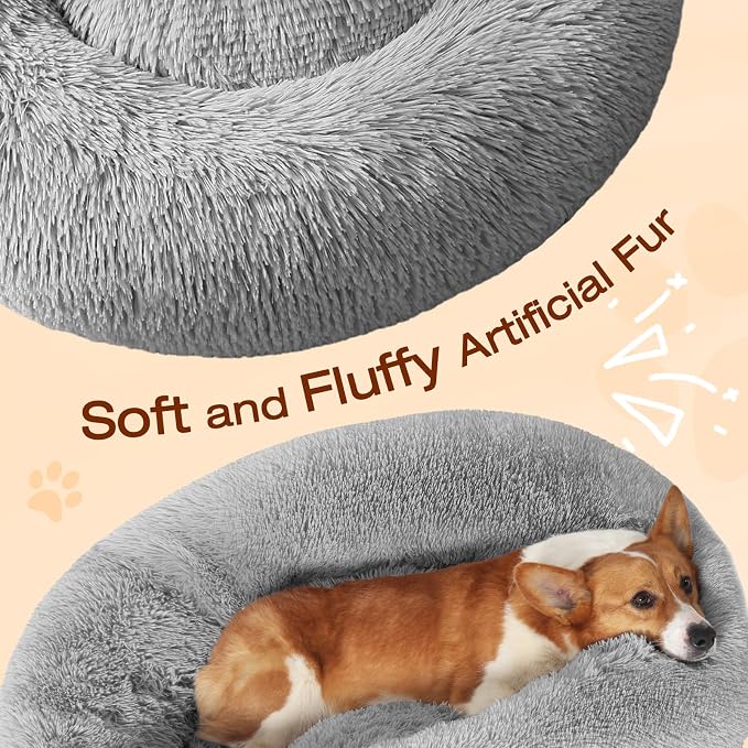 JOLLYVOGUE Dog Bed, Calming Anti-Anxiety Large Dog Bed, Fluffy Donut Cushion for Medium and Large Pets (27"/30"/36") - Image 3