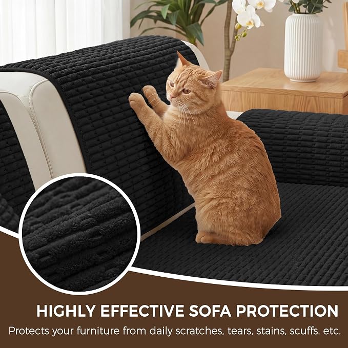 Foxdecor Couch Arm Covers for Sofa Arm Chair Covers Set of 2 | Sofa Arm Covers Cat Scratch Resistant Couch Protectors, Washable Armrest Cover Furniture Arm Covers, Black 26x26 in - Image 5