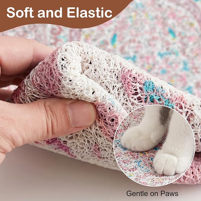 Glittme Cat Litter Mat, 33"x22" Non-Slip Washable Trapping Mat for Cats | Litter Trapping Mat With Thick PVC Coil To Catch Scatter, Soft On Paws And Waterproof Bottom To Protect Floors - Image 4