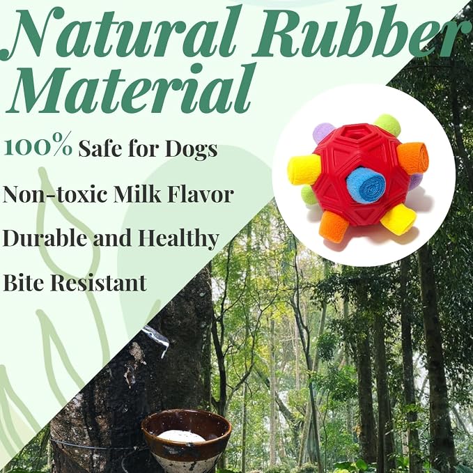 Interactive Snuffle Ball for Dog Toys Unbreakable Upgrade Ball Toy | Dog Puzzle Toys Foraging Snuffle Mat Puppy Dog Treat Dispenser Slow Feeder Toys for Small Medium Large Dog Red Rainbow - Image 2