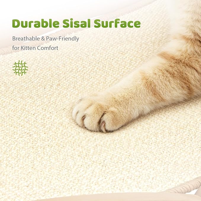 28" Extra Large Cat Scratcher Bed, Natural Sisal Lounge Cat Furniture | Scratch & Rest Design with Wooden Frame, Natural Sisal Scratching Surface, Cozy Lounge Chair for Indoor Cats - Image 4
