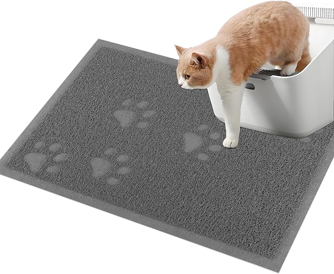 Darkyazi Cat Litter Box Mat for Floor Litter Trapping Mat Non-Slip Backing, Scatter Control, Easy Clean, Water Resistant, Soft on Paws (15.75" x 11.75",Grey) by DARKYAZI