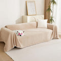 MYSKY HOME Couch Cover 3 Cushion Sofa with Tassel Chenille Sofa Covers Couch Covers for 3 Cushion Couch Sofa Slipcovers for Sectional l Shaped Couch Dogs Protector Furniture Covers, 91" X150", Khaki by MYSKYHOME