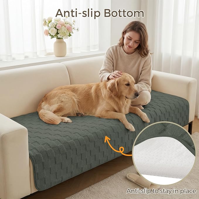 Foxdecor Couch Cover for Dogs Sofa Covers Non Slip Couch Pad Pet Friendly | Pet Couch Covers Washable Sofa Protector, Furniture Cover Couch Seat Protector for Living Room, Grey 30x70 Inch - Image 4
