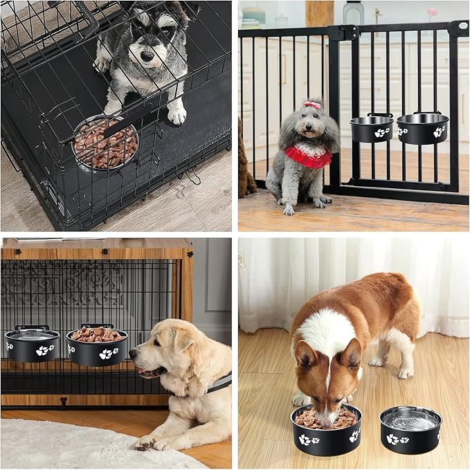 Kennel Water Bowl Hanging, Food and Water Bowl for Dog Cage, Crate, 2 Pack | 34oz &25oz Stainless Steel Kennel Bowls Mountable for Medium and Small Dogs, Cats, Pets (6.2x2.6” & 5.5x2.4”) - Image 7