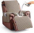 KinCam 100% Waterproof Recliner Chair Covers Washable, 23.6", Taupe | Anti Slip Reclining Couch Covers for Pets Dog, Recliner Sofa Slipcover Storage Pocket, Furniture Protector with Elastic Strap by KinCam