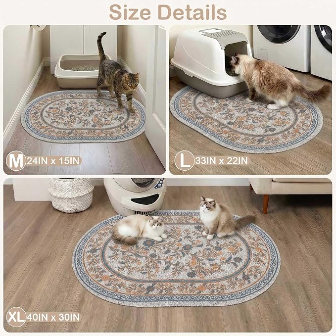Bienbee Cat Litter Mat, 24" x 15" Dense Trapping Mesh for Litter Boxes | Litter Box Mat with PVC Mesh, Waterproof &Urineproof, Non-Slip Grip, Soft On Kitty Paws and Easy to Clean to Protect Floor - Image 7