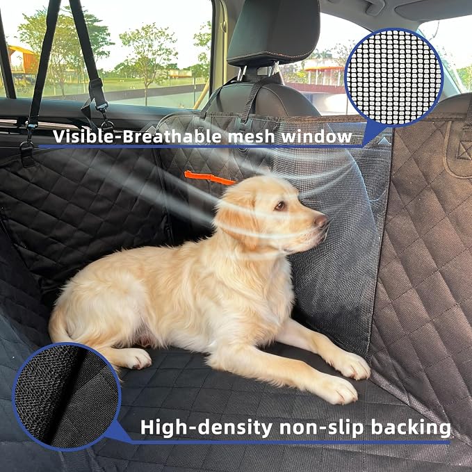 Dog Car Seat Cover,Waterproof 600D Oxford Hammock,Pet Protector | Heavy Duty Scratch Resistant Anti-Slip Cover with Side Flaps,Universal Back Seat Protector for Cars,Trucks SUVs - Image 4