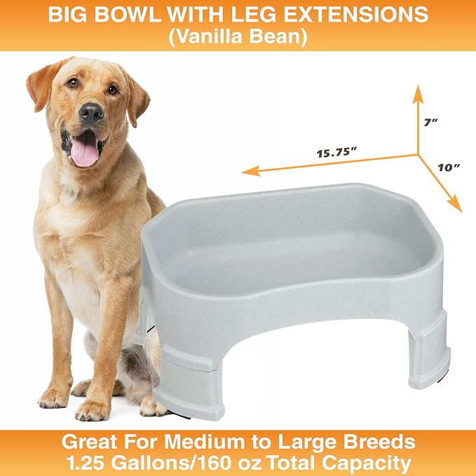 Neater Pet Brands Extra Large Water Bowl for Dogs, Elevated Outdoor Dog Water Bowl (1.25 Gallon XL Capacity), Big Trough Style Food Dish for Indoors or Outside, No Spill Large Dog Bowls, Vanilla Bean - Image 6