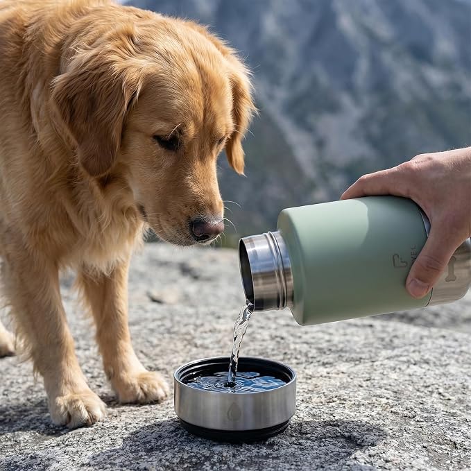 32oz 3-in-1 Dog Water Bottle Stainless Travel Cup with 2 Bowls,Green | 2 Detachable Food and Water Bowls | Leak Proof | Ideal Gift for Dog Lovers for |Pet Gear for Outdoors, Hiking, Parks - Image 6