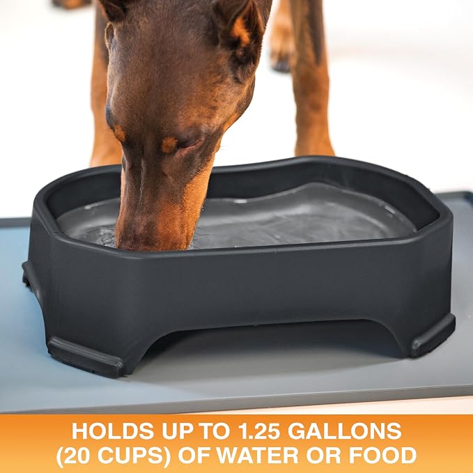 Neater Pet Brands Extra Large Water Bowl for Dogs, Outdoor Dog Water Bowl (1.25 Gallon XL Capacity), Big Trough Style Food Dish for Indoors or Outside, No Spill Large Dog Bowls, Midnight Black - Image 2