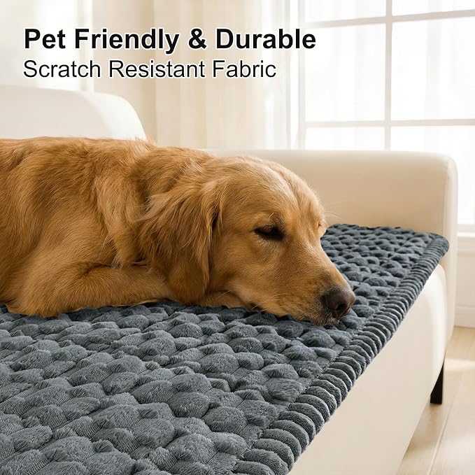 Smiry Non Slip Couch Covers for Dogs, Scratch Resistant Pet Sofa Protector | Machine Washable Soft Fuzzy Thick Furniture Cover for Sofa Loveseat Sectional Large Dogs, Dark Grey, 27.6" x 47" - Image 3
