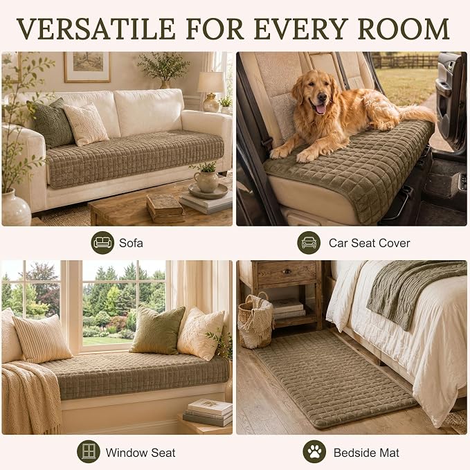 Smiry Velvet Couch Cover for Dogs, Non Slip Soft Sofa Protector for Pets | Washable Sofa Cover for Cats, Furniture Protector Against Pet Hair, Scratches, Fits Sectional Sofa(Mocha Brown, 36"x36") - Image 7