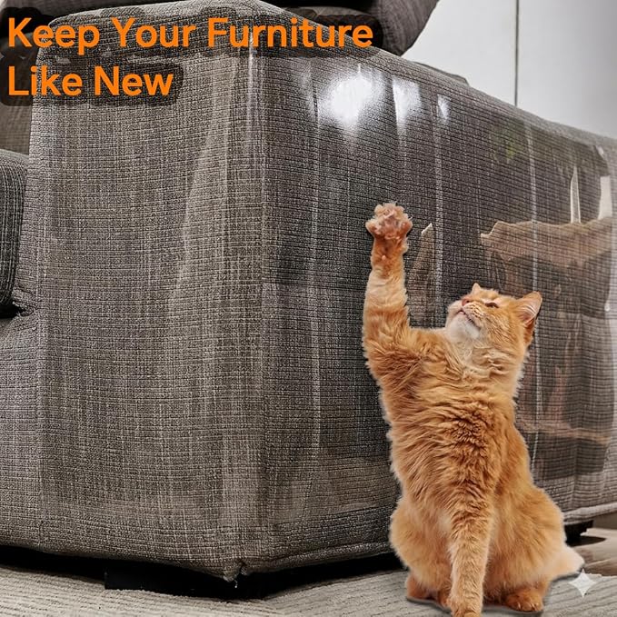 FTSTC Anti Cat Scratch Furniture Protector, 12-Pack, Furniture Protectors from Cats Scratching, Heavy Duty Self-Adhesive Couch Protector for Cats, Transparent Scratch Deterrent for Door Walls - Image 4