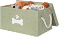 Dog Toy Basket with Lid, Dog Basket for Toys, Dogs Toy Box with Cotton Rope Handles, Collapsible Storage Bins for Pet Toys, Dogs Storage Organizer, Green by GreenPetopia