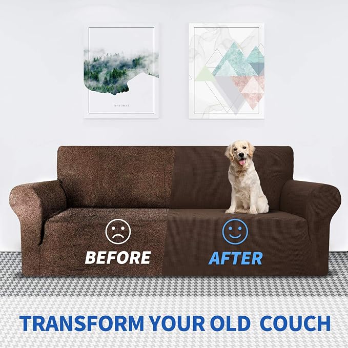 MAXIJIN Stretch Chair Cover Chair Slipcovers with Arms, 1-Piece Couch Sofa Chair Covers for Living Room, Non Slip Armchair Cover (31"-46") Furniture Protector Dogs Pet Friendly (Chair, Coffee) - Image 5