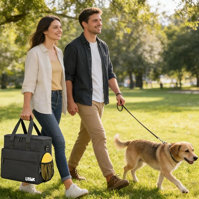 Dog Travel Bag, Large Pet Travel Set with Multi-Function Pockets | 2 Food Storage Containers, 2 Collapsible Bowls, 1 Feeding Mat for Pet Supplies, Road Trip Essentials, Weekend Camping, Black - Image 8