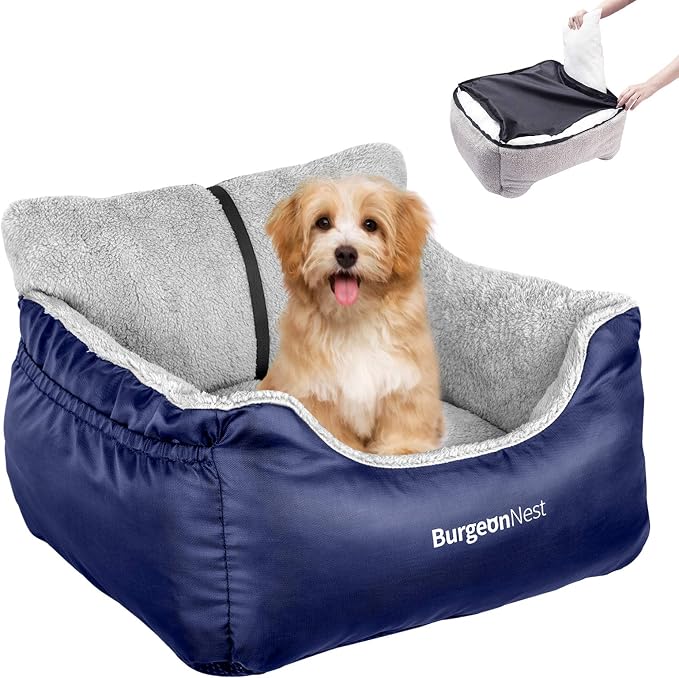 BurgeonNest Dog Car Seat for Small Dogs & Cats Under 25 lbs, Blue by Lifelongfriendsbelovedfamily