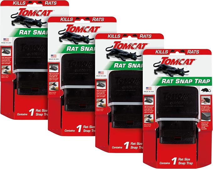 Tomcat Rat Snap Trap, 4 Traps | Reusable - Effectively Kill Rats - Ideal for Home and Farm Use by Tomcat