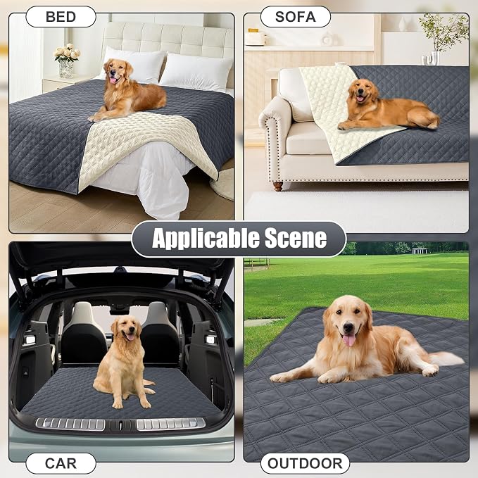 Smiry Waterproof Reversible Pet Couch Covers for Dogs | Pet Friendly, Soft Fabric, Washable Sofa Furniture Protector for Dogs Cat Kids, Checkered (30"x70", Dark Grey/Beige) - Image 7
