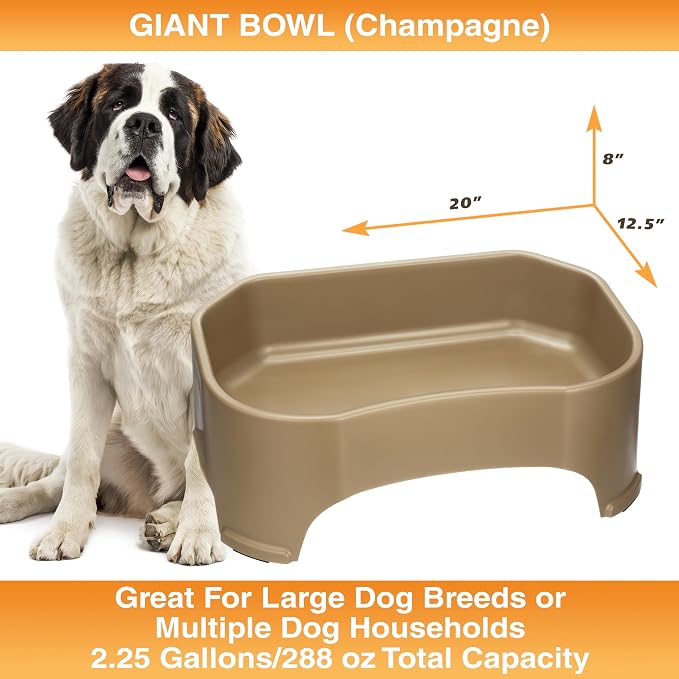 Neater Pet Brands Extra Large Water Bowl for Dogs, Outdoor Dog Water Bowl (2.25 Gallon XL Capacity), Big Trough Style Food Dish for Indoors or Outside, No Spill Large Dog Bowls, Champagne - Image 6