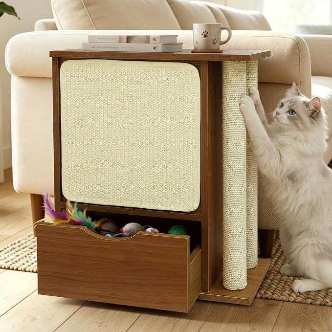 Cat Scratch Furniture Protector for Couch, Cat Scratcher Side Table | Couch Protector from Cat Claws with Storage,Cat Scratching Posts & Sisal Scratching Board, Anti-Scratch Furniture Protector by PEPEUNI