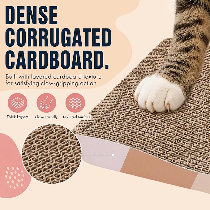 SIDAZON Cat Scratching Board cat Scratcher Cat Scratch Pad Cardboard cat scratchers for Indoor Cats Reversible Large Wide Corrugated with Catnip(2pcs) - Image 5