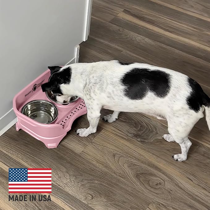 Neater Feeder Express Mess Proof Dog Bowls Elevated for Small Breeds Under 15 Lb, Made in USA, No Spill Raised Dog Food Bowl Stand, Stainless Steel Food and Water Bowl Set, Feeding Station, Pink - Image 5