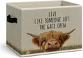 Highland Cow Storage Bins Box with Handles, Inspirational Collapsible Storage Basket, Farmhouse Animal Foldable Basket for Organizing Playroom Nursery Toys Books Clothes by Unknown