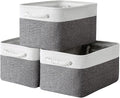 TheWarmHome Storage Basket for Organizing - 15.7x11.8x8.2 inch Large 3 Pack Collapsible Storage Bins for Shelves, Fabric Storage Cubes for Gift Closet Linen Organization (White & Grey) by TheWarmHome