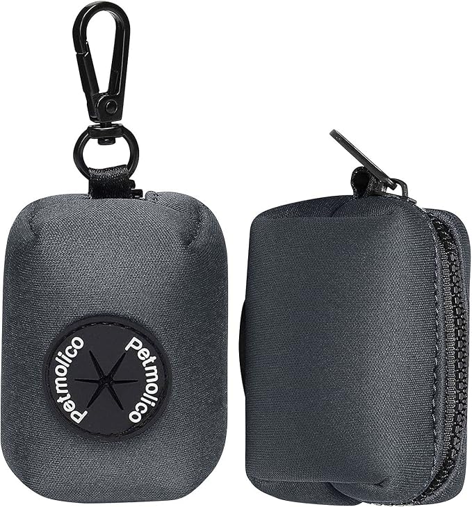 Petmolico Dog Poop Bag Holder Dispenser 2 Pack, Deep Gray | Zippered pouch fits any leash, includes free roll of bags, lightweight & portable for daily walks, travel & outdoor use - Image 4