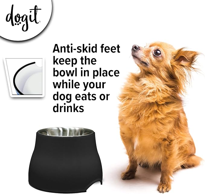 Dogit Elevated Dog Bowl, Stainless Steel Dog Food and Water Bowl for Small Dogs, Black, 73744 - Image 2