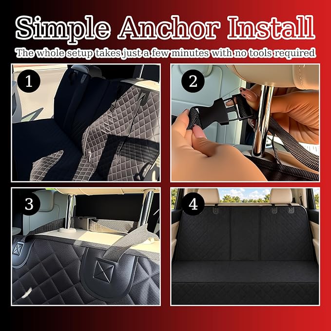 Water & Scratch Resistant Dog Car Seat Cover for Back Seat | Protects Car Seats,Non-Slip,Pre-Cut Holes,Oxford Cloth Material,Easy to Clean,Universal Fit for Cars,SUVs,MPVs - Image 7